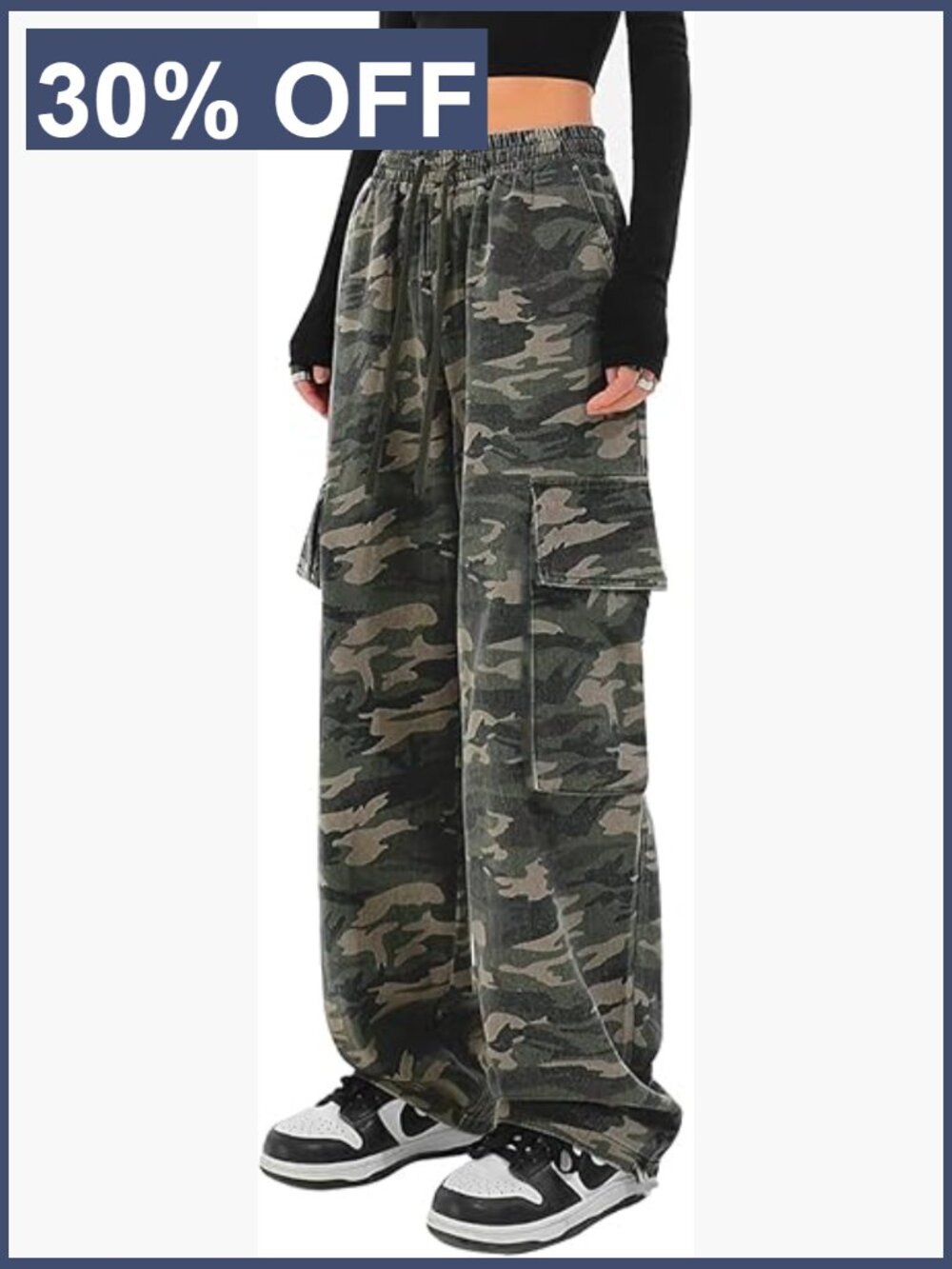 Cargo Pants Women Baggy Streetwear Y2K Drawstring Trousers Wide Leg Pants